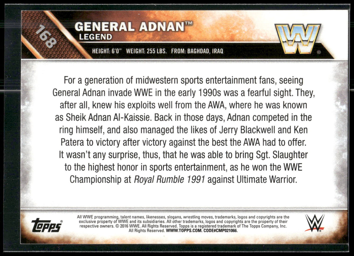 2016 Topps WWE Then Now Forever #168 General Adnan