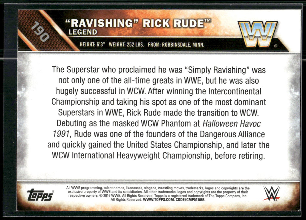 2016 Topps WWE Then Now Forever #190 "Ravishing" Rick Rude