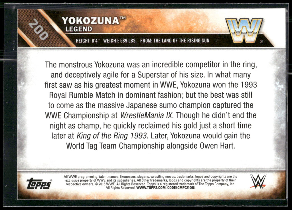 2016 Topps WWE Then Now Forever #200 Yokozuna
