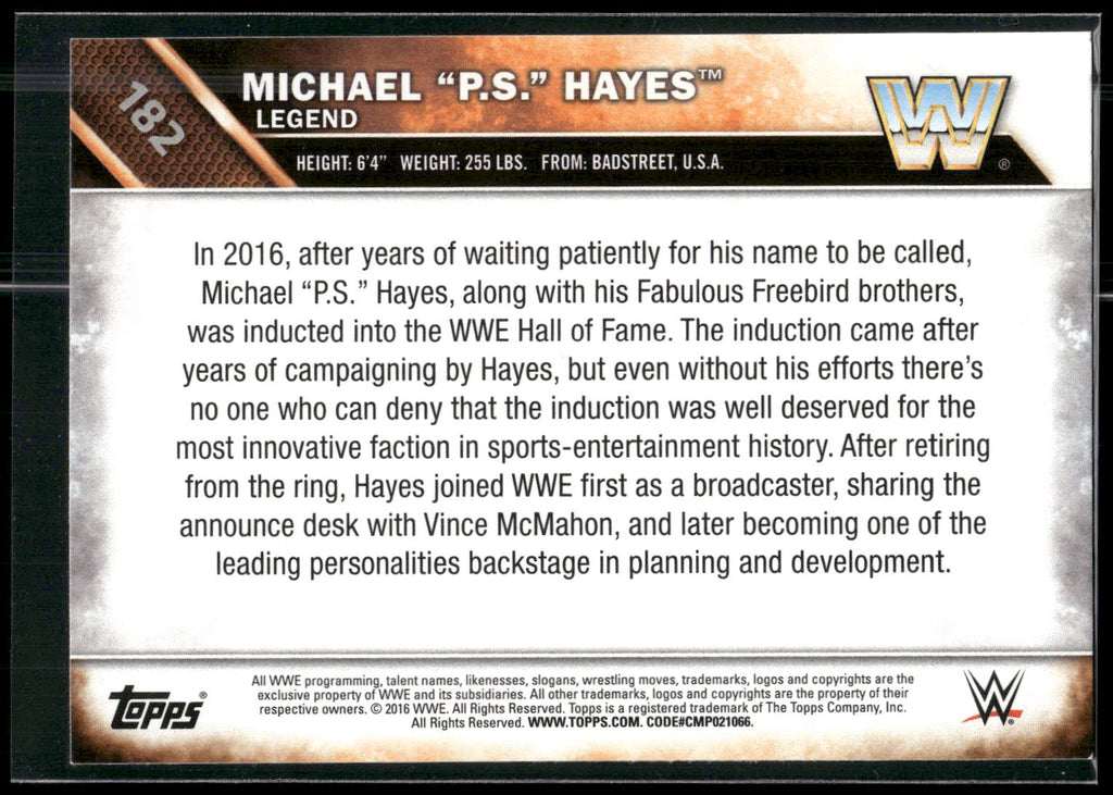 2016 Topps WWE Then Now Forever #182 Michael "P.S." Hayes