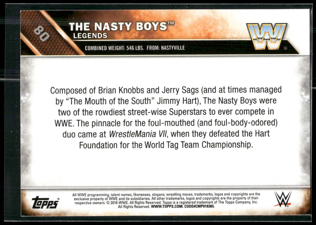 2016 Topps WWE #80 The Nasty Boys