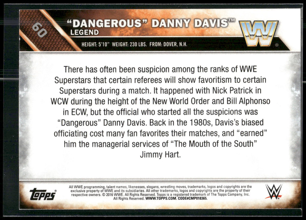 2016 Topps WWE #60 "Dangerous" Danny Davis