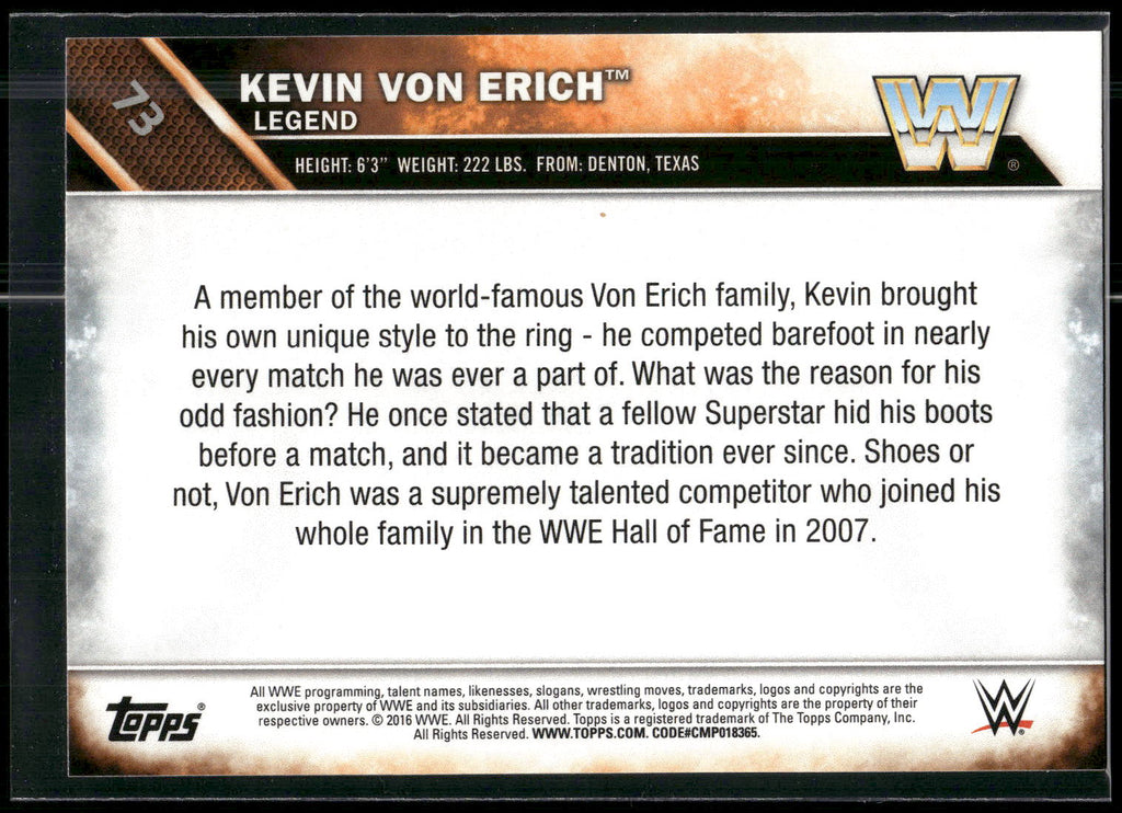 2016 Topps WWE #73 Kevin Von Erich