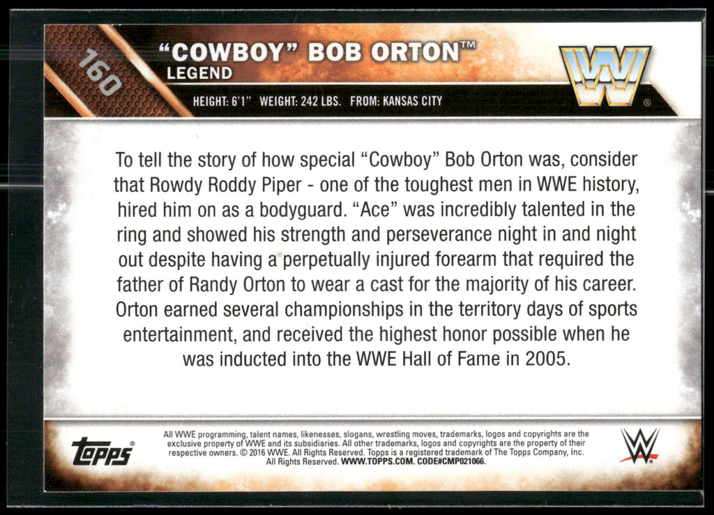 2016 Topps WWE Then Now Forever #160 "Cowboy" Bob Orton