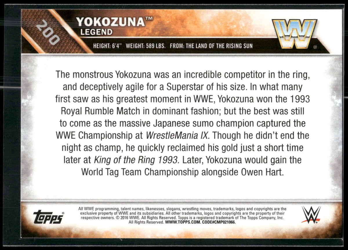 2016 Topps WWE Then Now Forever #200 Yokozuna