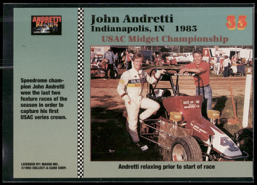 1992 Collect-a-Card Andretti Family Racing #33 1983 Indianapolis