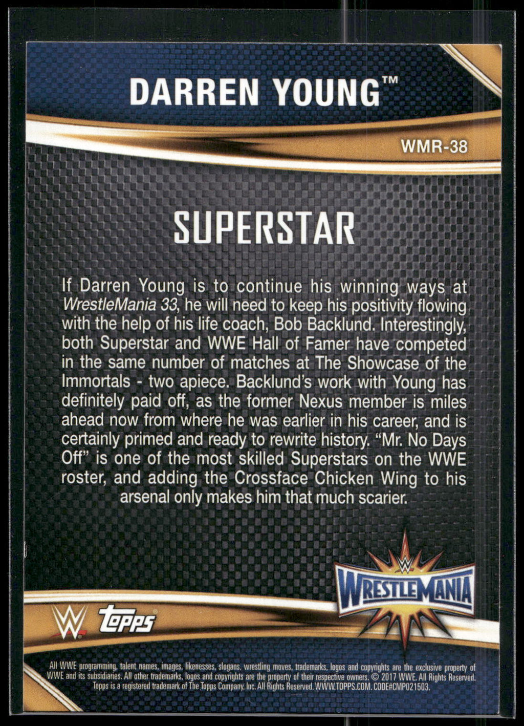 2017 Topps WWE Road To Wrestlemania #WMR-38 Darren Young WrestleMania 33 Roster