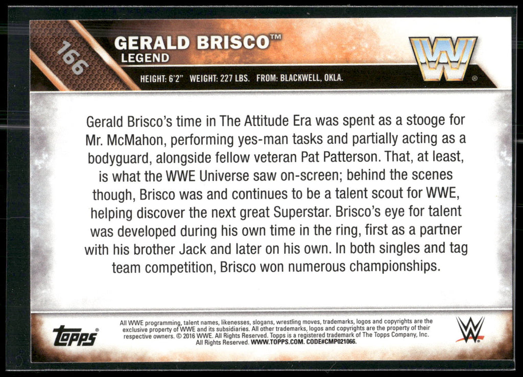 2016 Topps WWE Then Now Forever #166 Gerald Brisco Bronze