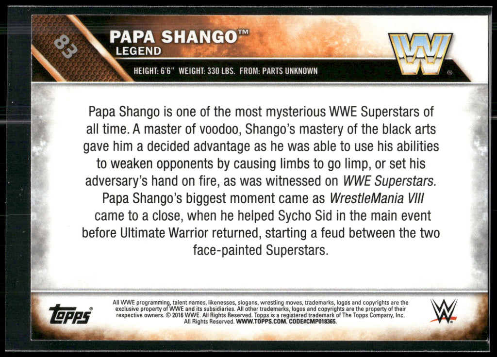 2016 Topps WWE #83 Papa Shango Bronze