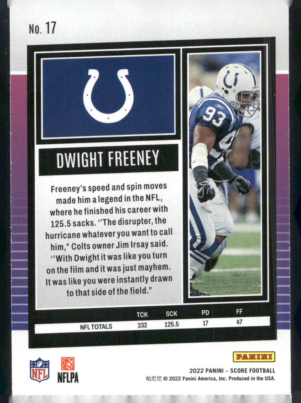 2022 Score #17 Dwight Freeney