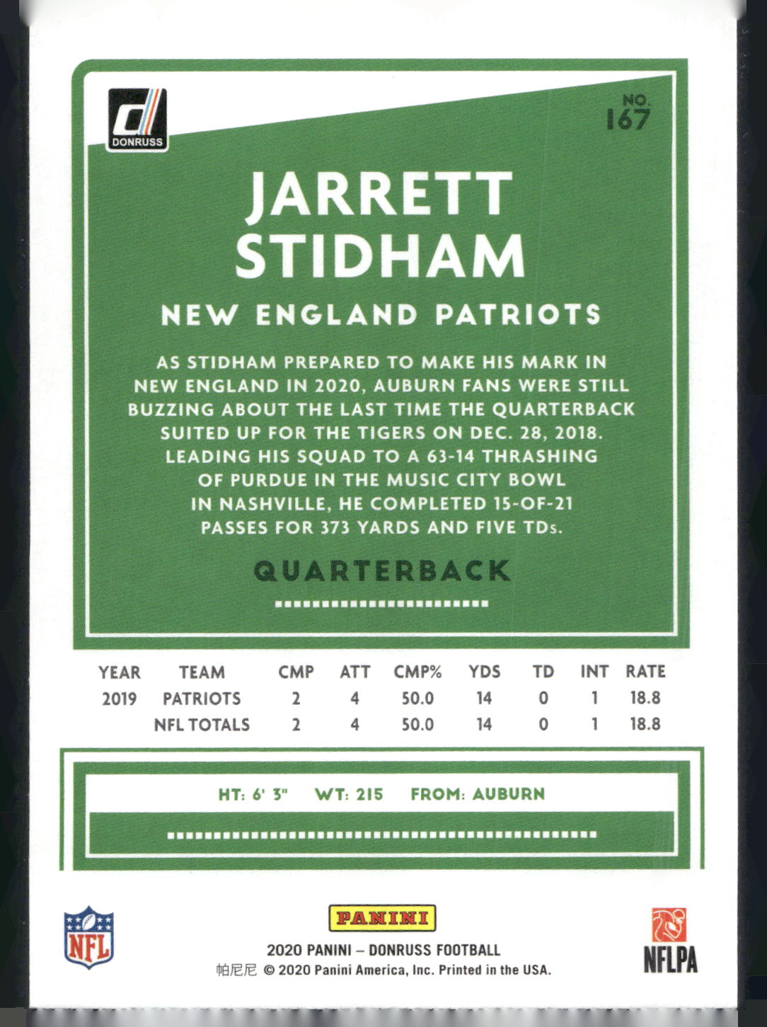 2020 Donruss #167 Jarrett Stidham