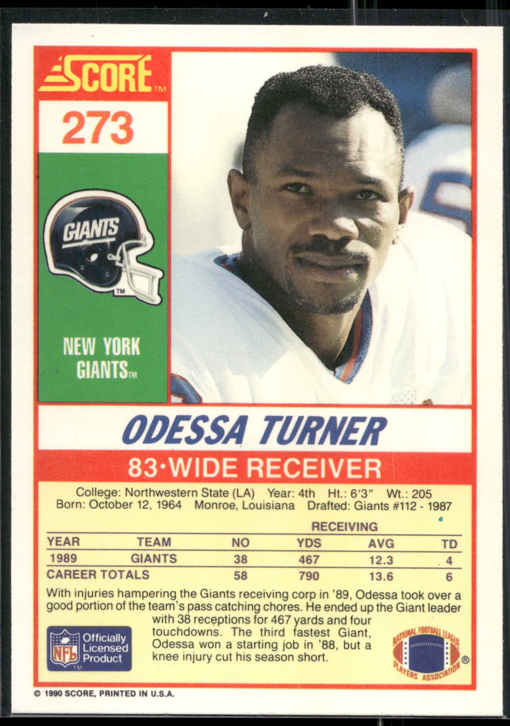 1990 Score #273 Odessa Turner