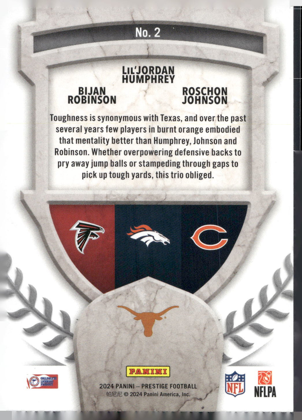 2024 Panini Prestige #2 Bijan Robinson / Lil'Jordan Humphrey / Roschon Maters