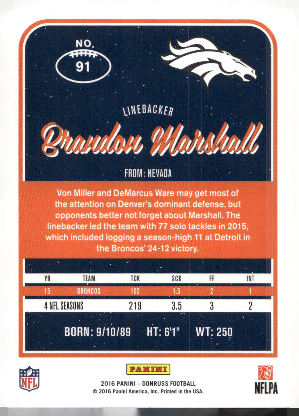 2016 Donruss #91 Brandon Marshall