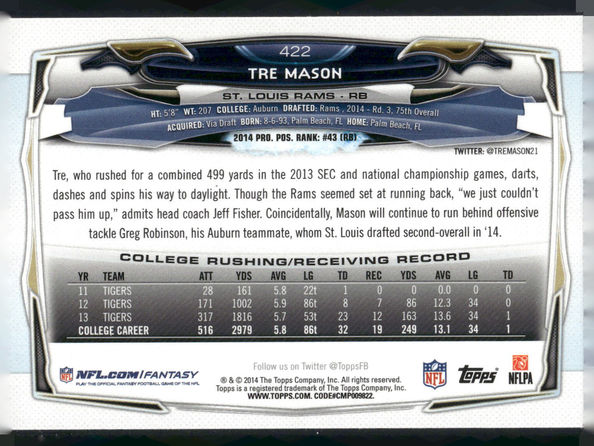 2014 Topps #422 Tre Mason