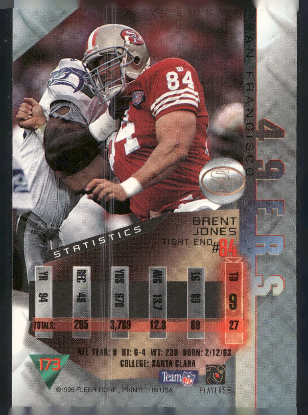 1995 Fleer Metal #173 Brent Jones