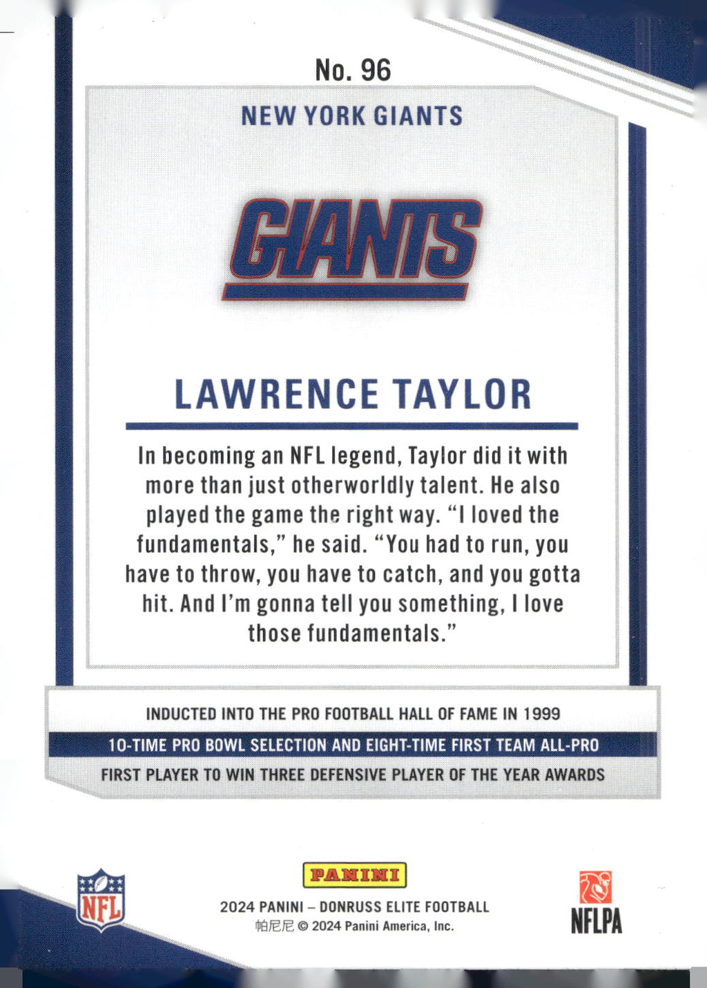 2024 Donruss Elite #96 Lawrence Taylor