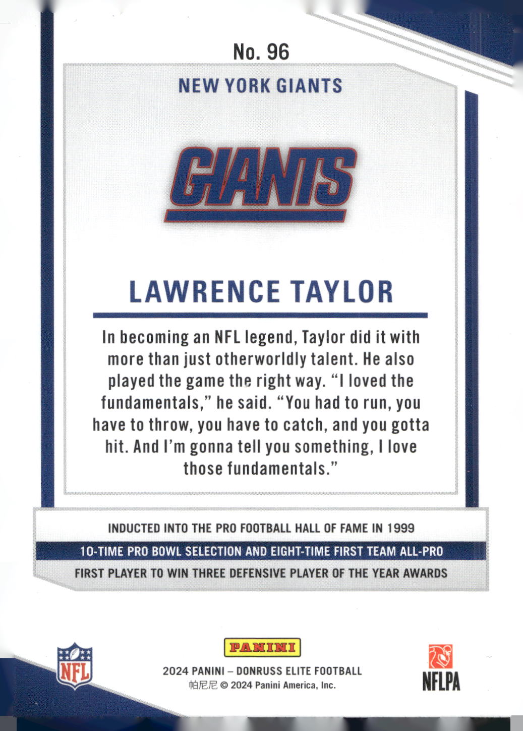 2024 Donruss Elite #96 Lawrence Taylor