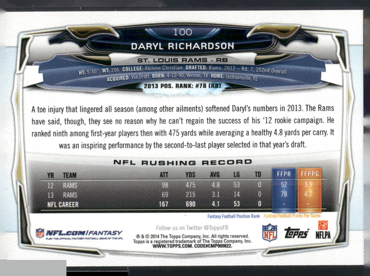 2014 Topps #100 Daryl Richardson
