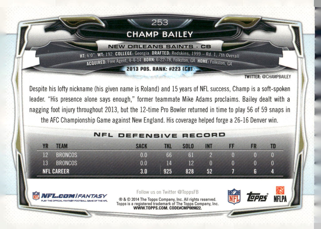 2014 Topps #253 Champ Bailey