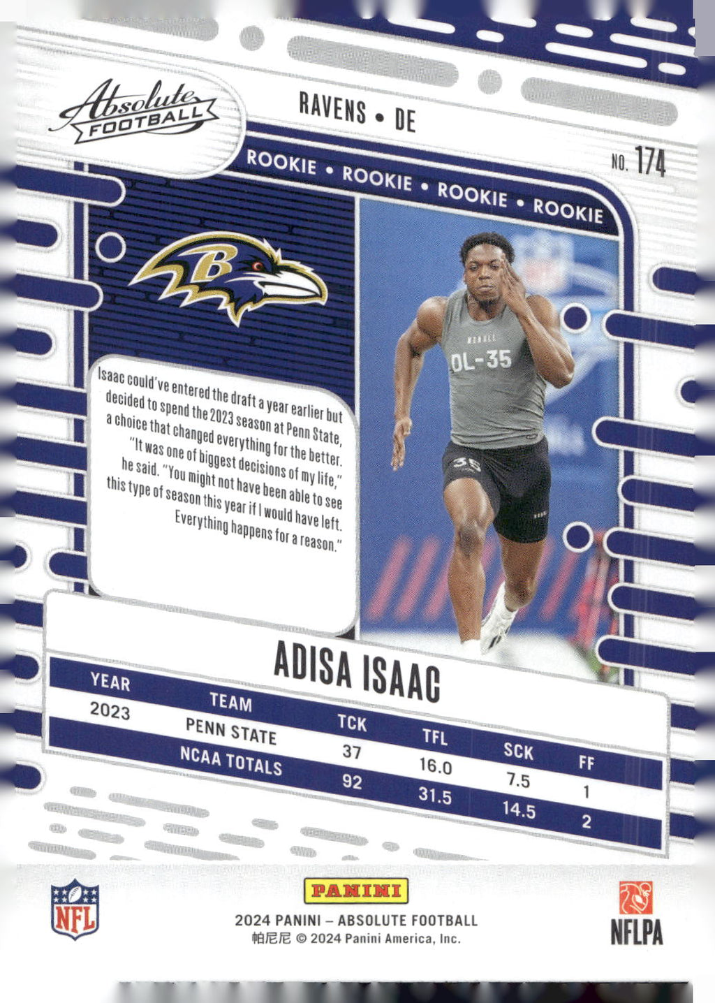 2024 Panini Absolute #174 Adisa Isaac Retail