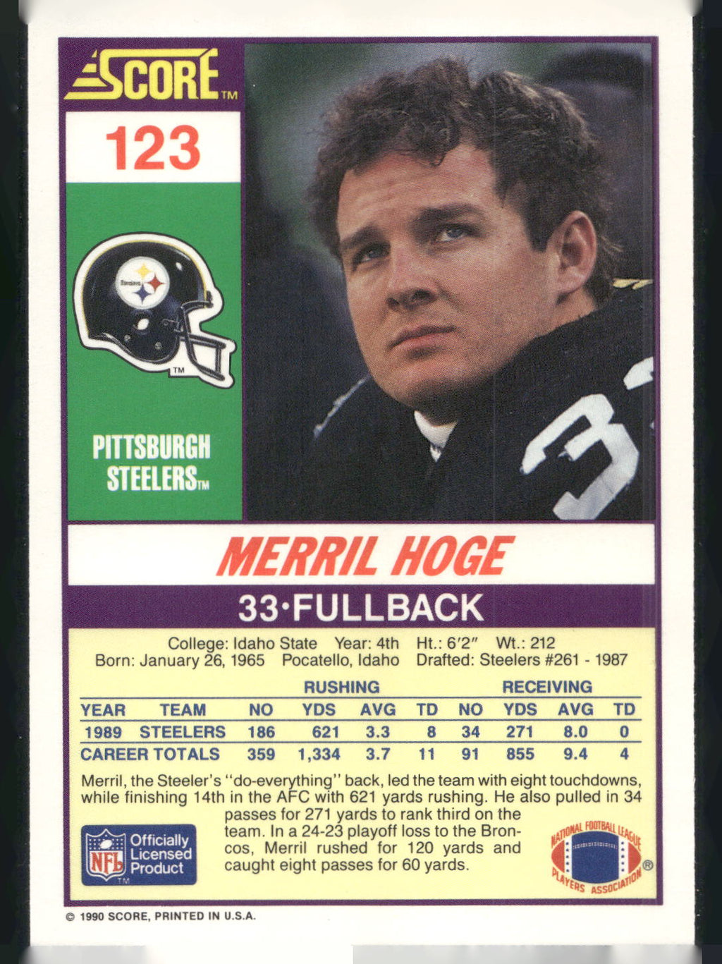 1990 Score #123 Merril Hoge