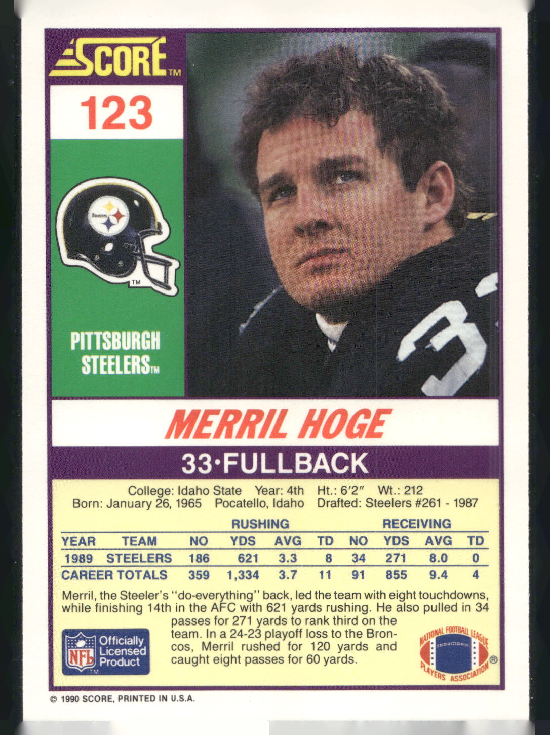 1990 Score #123 Merril Hoge