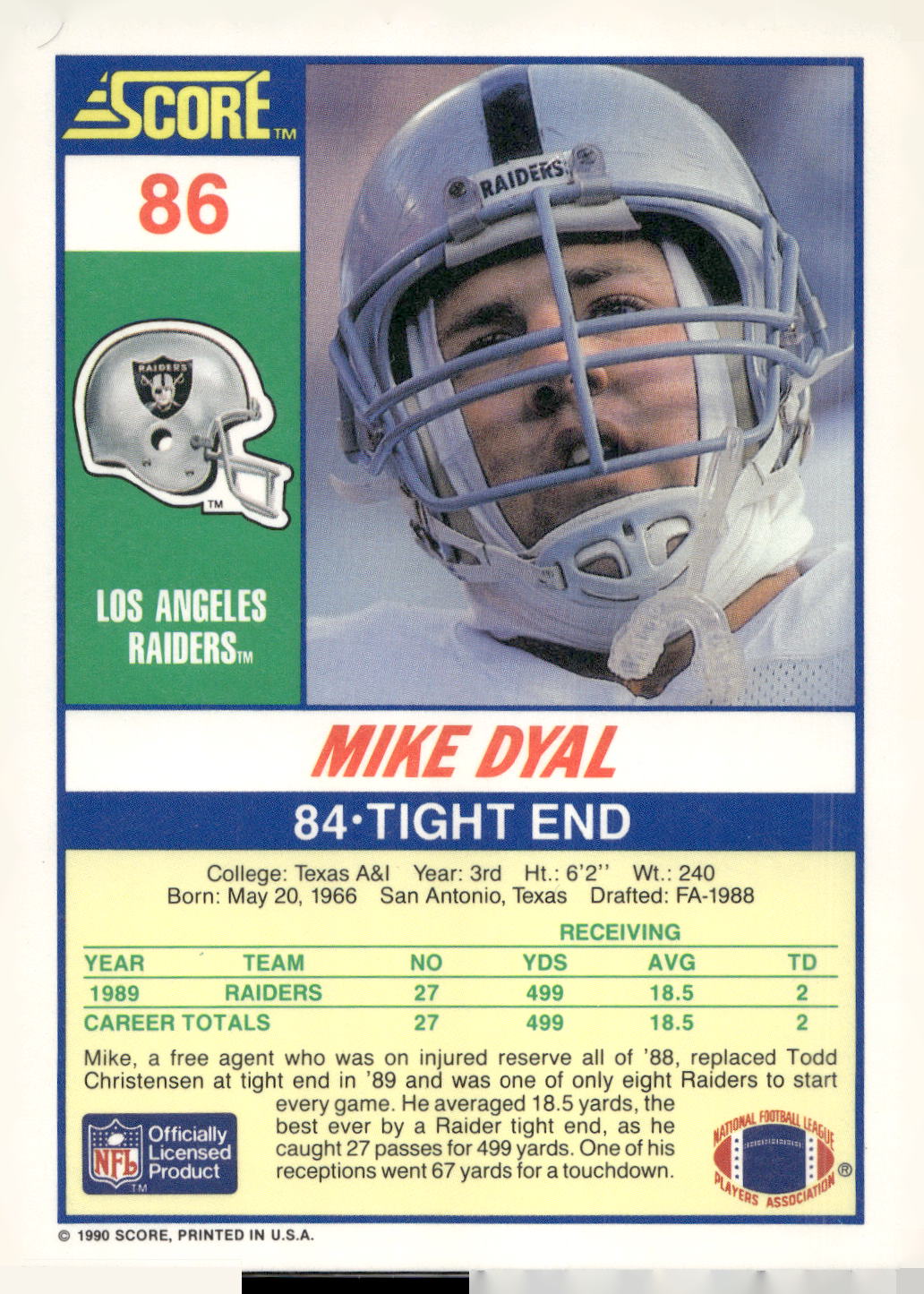 1990 Score #86 Mike Dyal