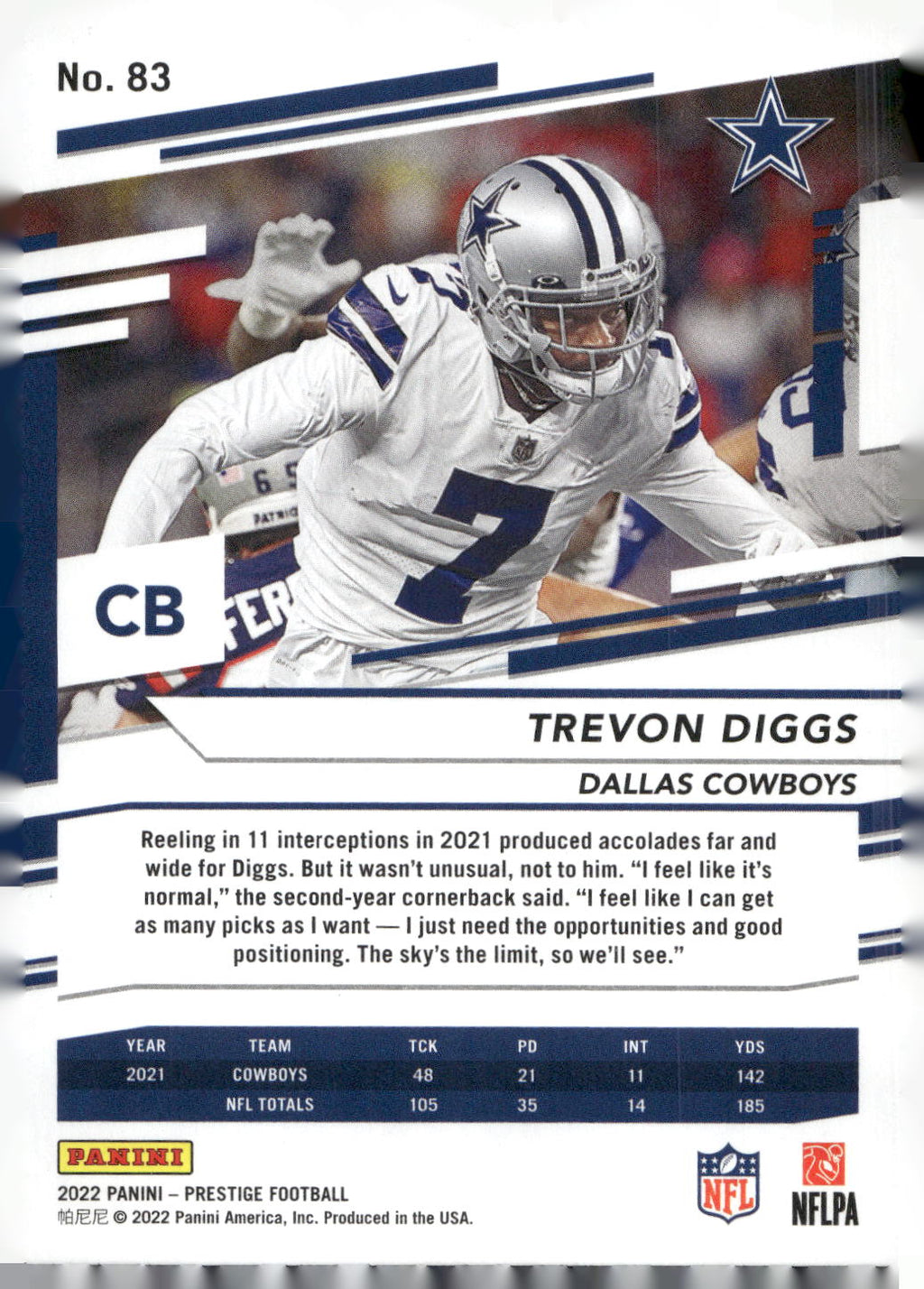 2022 Panini Prestige #83 Trevon Diggs