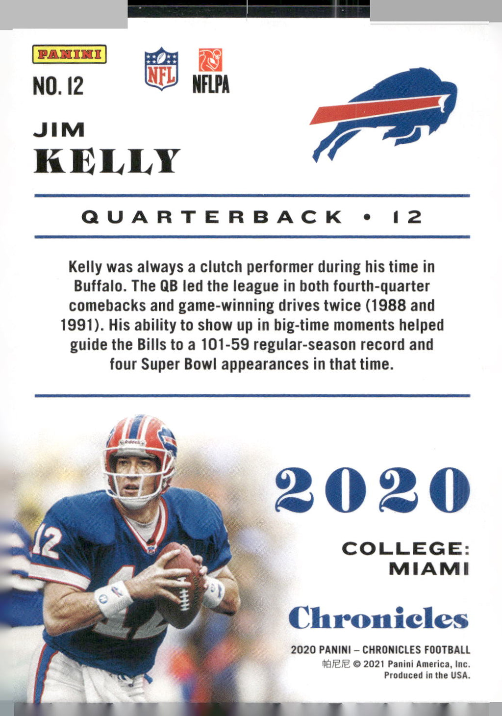 2020 Panini Chronicles #12 Jim Kelly