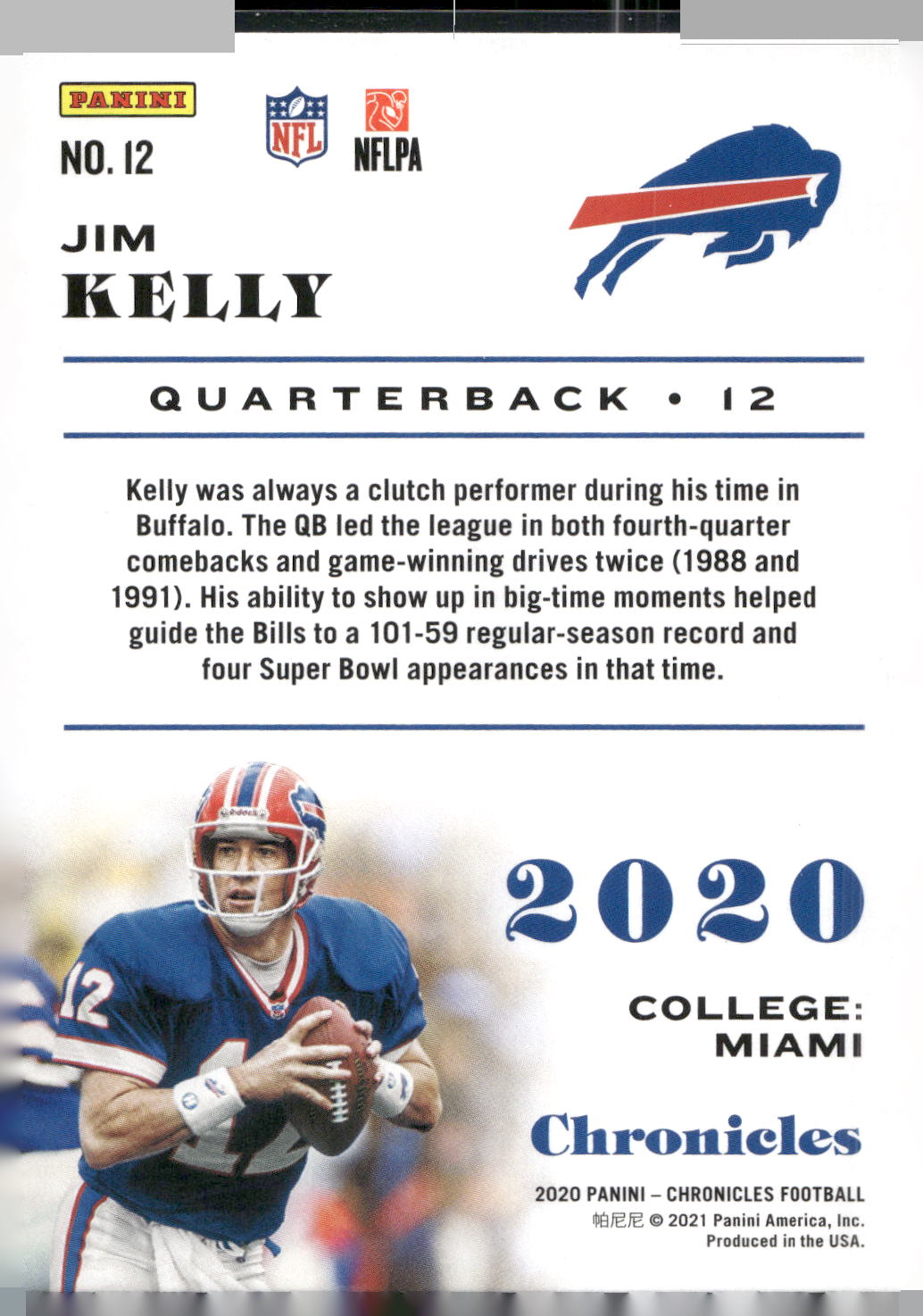 2020 Panini Chronicles #12 Jim Kelly