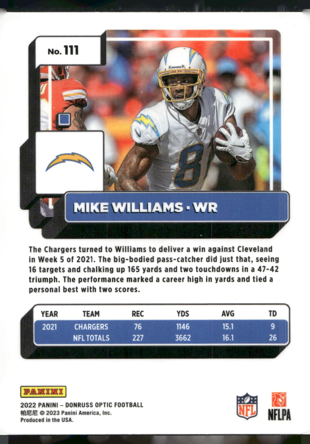 2022 Donruss Optic #111 Mike Williams