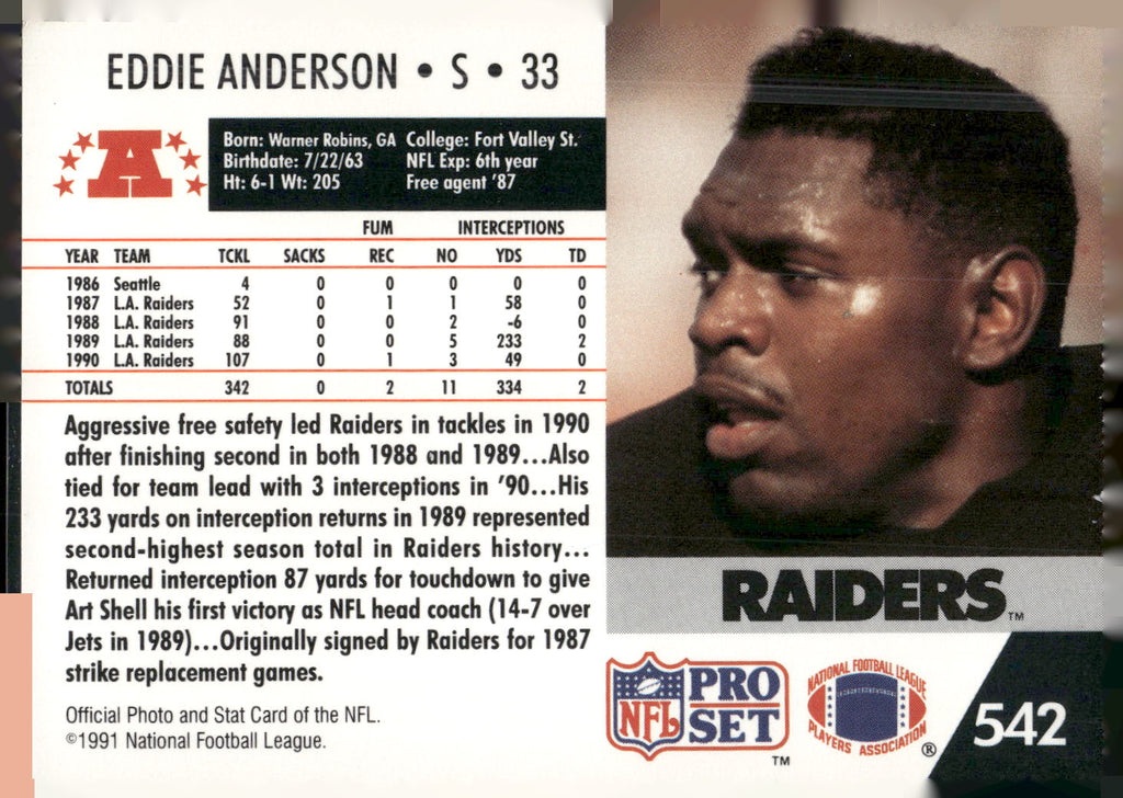 1991 Pro Set #542 Eddie Anderson