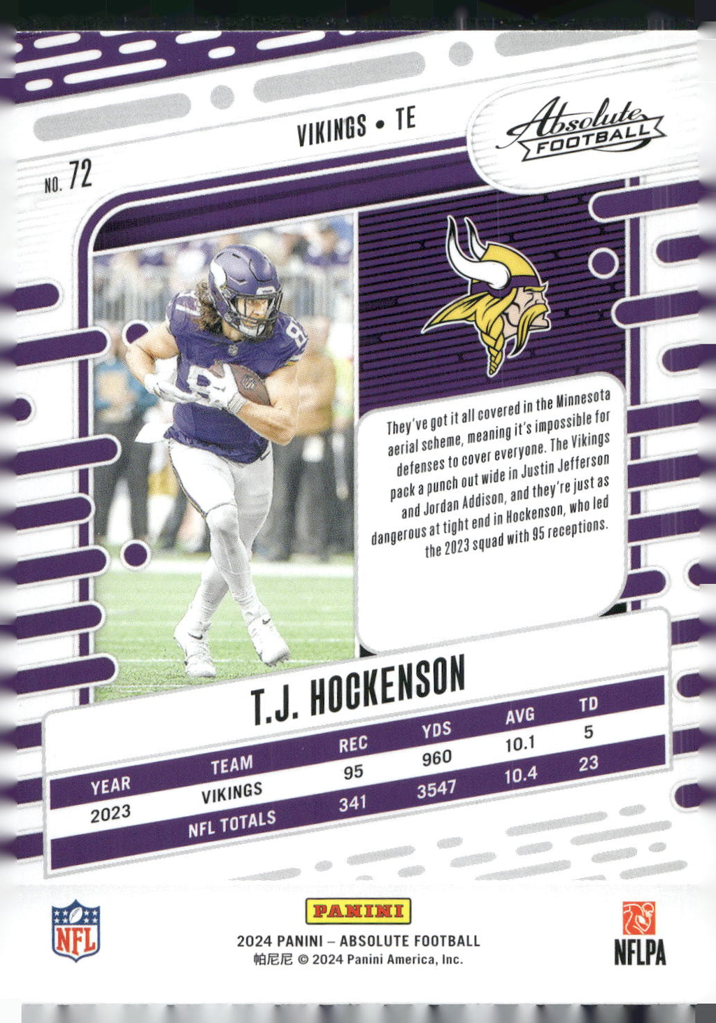 2024 Panini Absolute #72 T.J. Hockenson Retail
