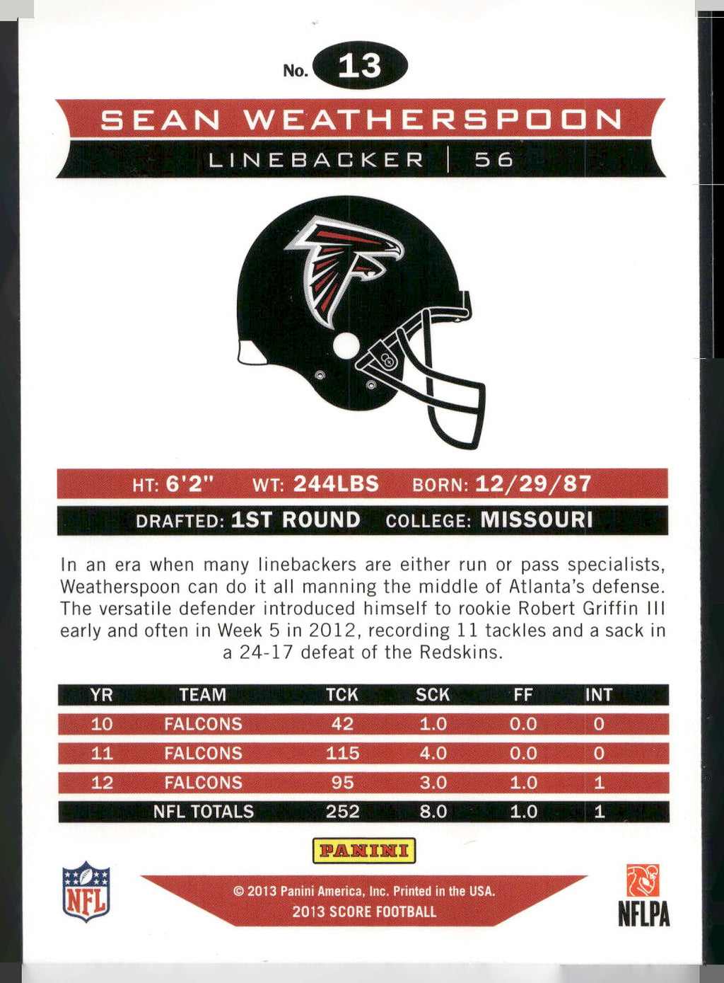 2013 Score #13 Sean Weatherspoon