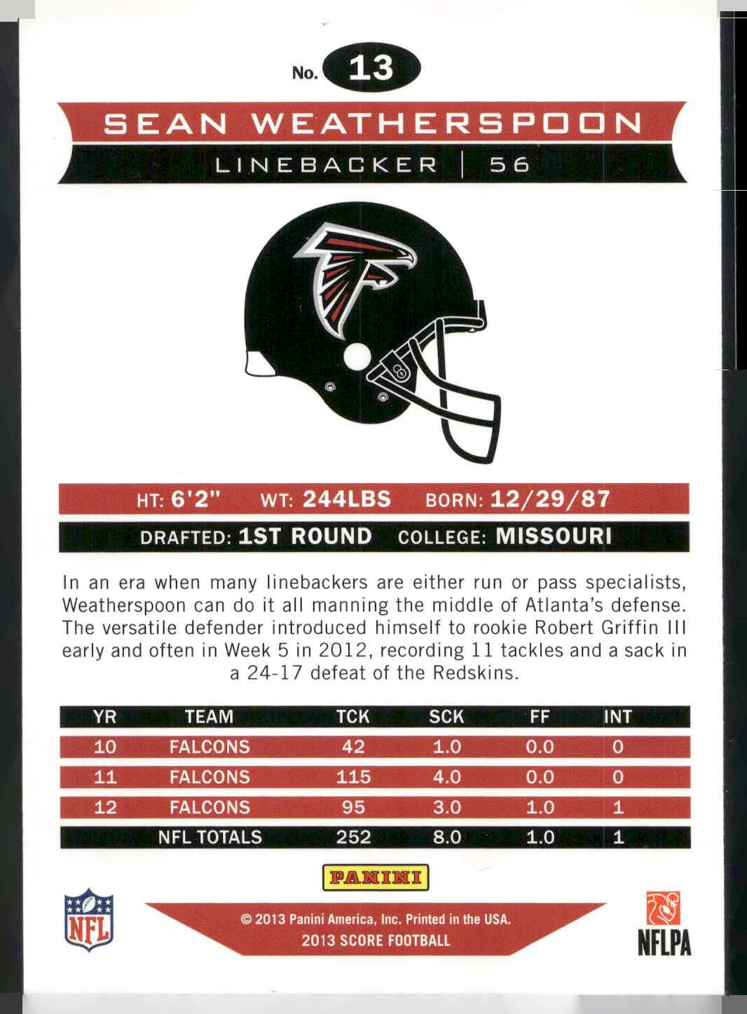 2013 Score #13 Sean Weatherspoon