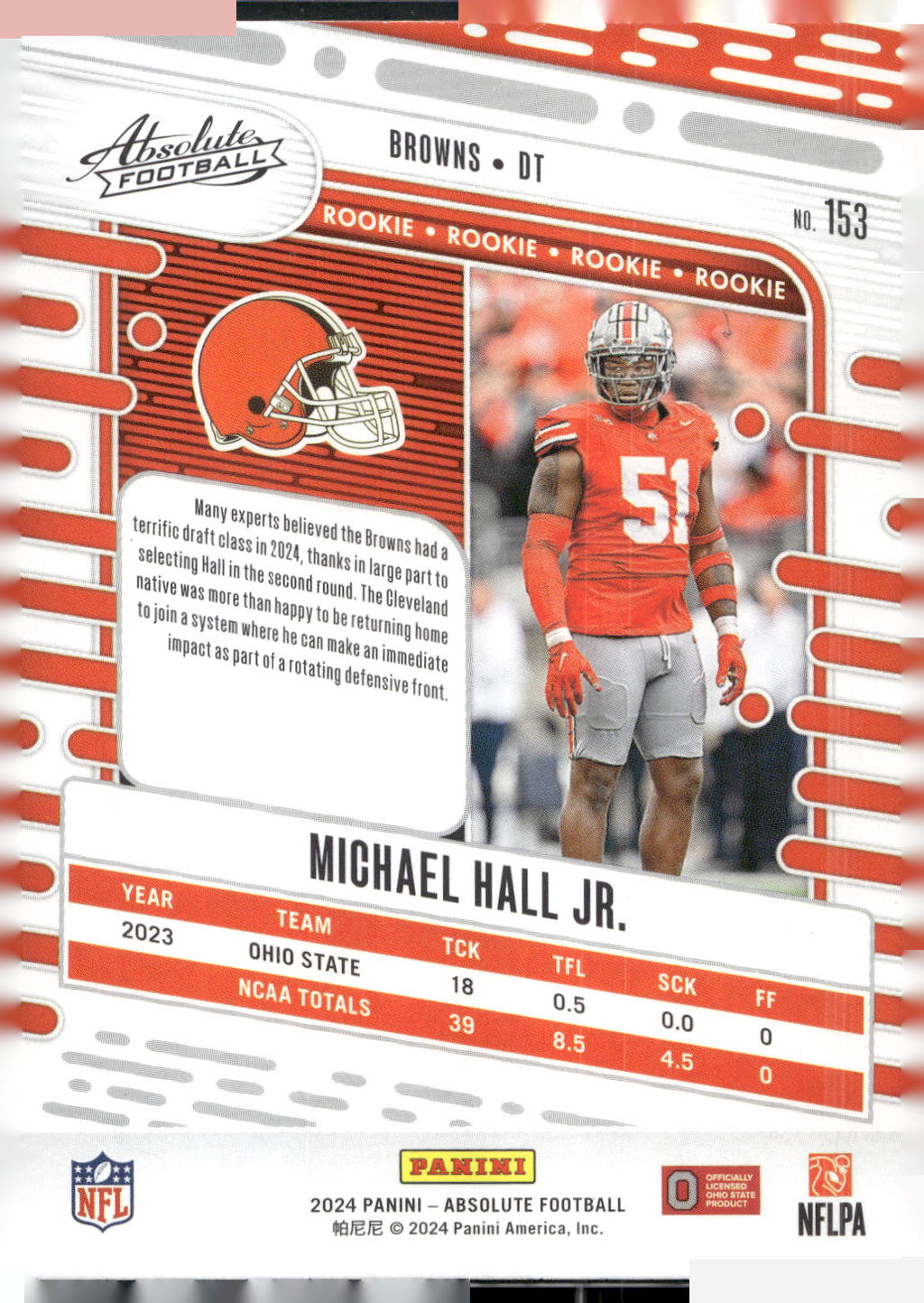 2024 Panini Absolute #153 Michael Hall Jr. Retail