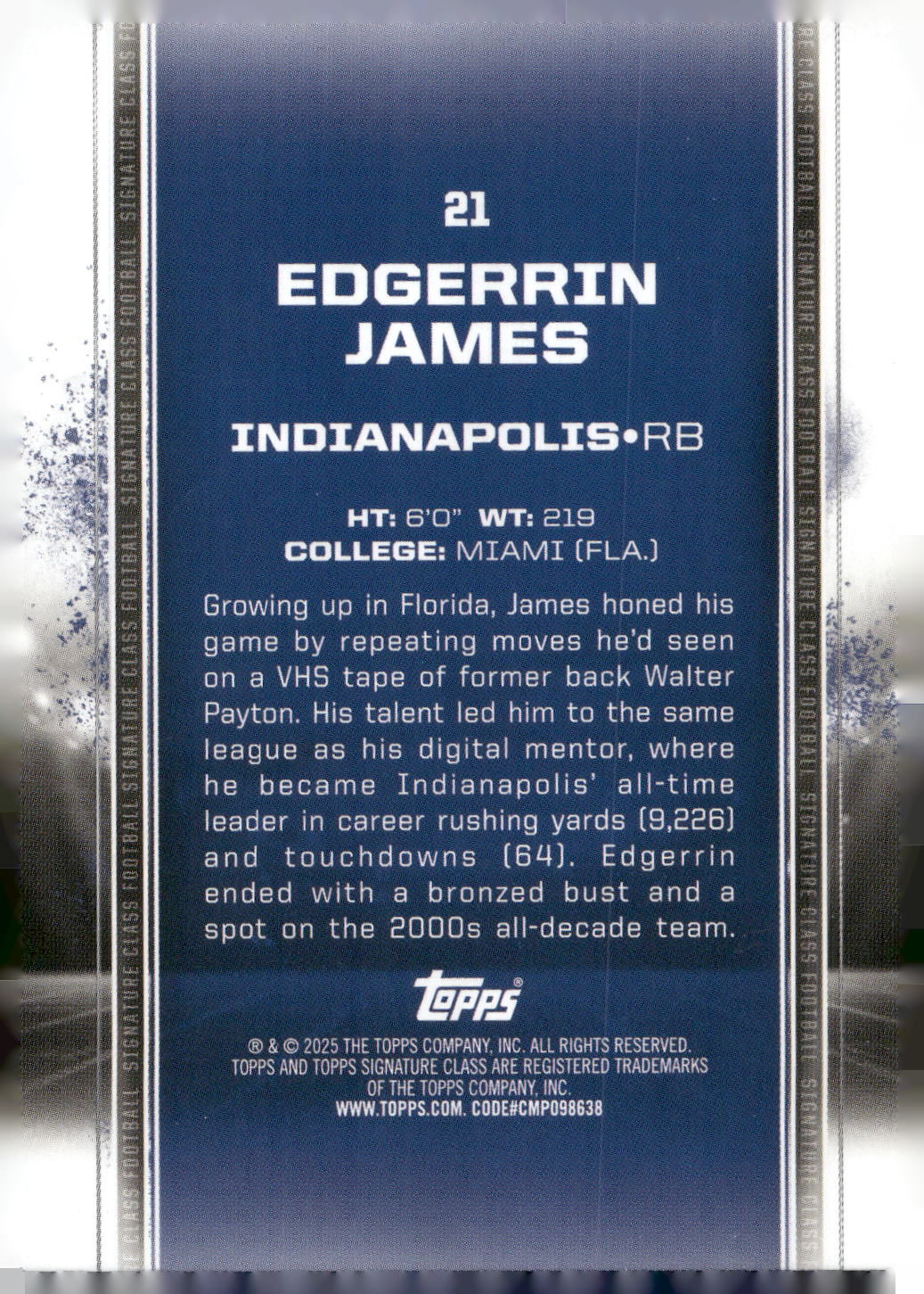 2024 Topps Signature Class #21 Edgerrin James