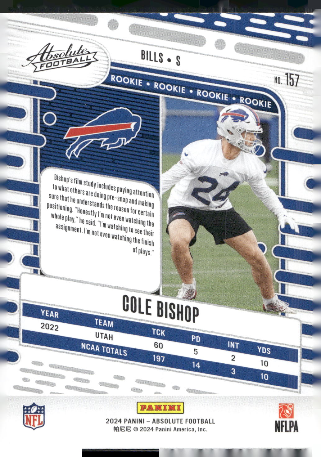 2024 Panini Absolute #157 Cole Bishop Retail