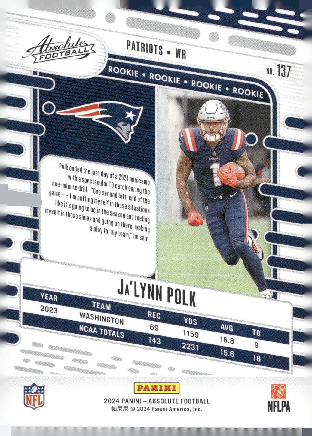 2024 Panini Absolute #137 Ja'Lynn Polk Retail