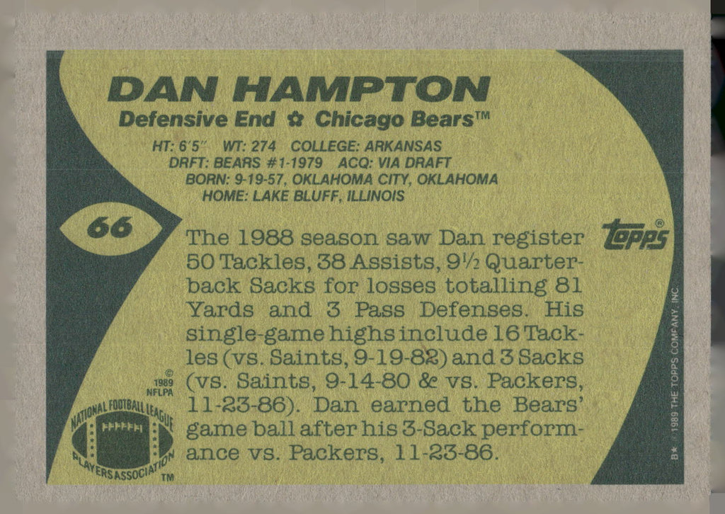 1989 Topps #66 Dan Hampton