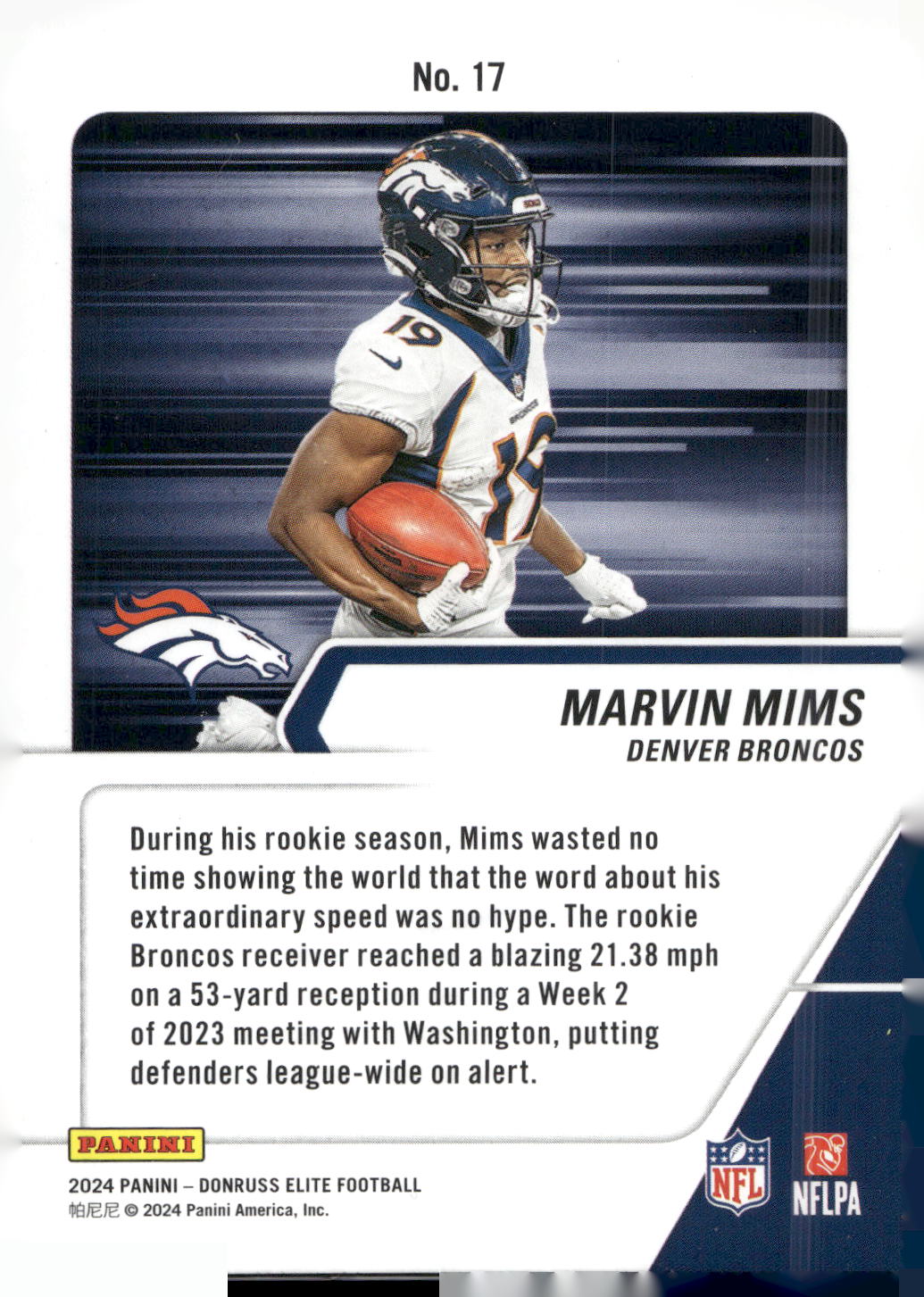 2024 Donruss Elite #17 Marvin Mims Full Throttle Green
