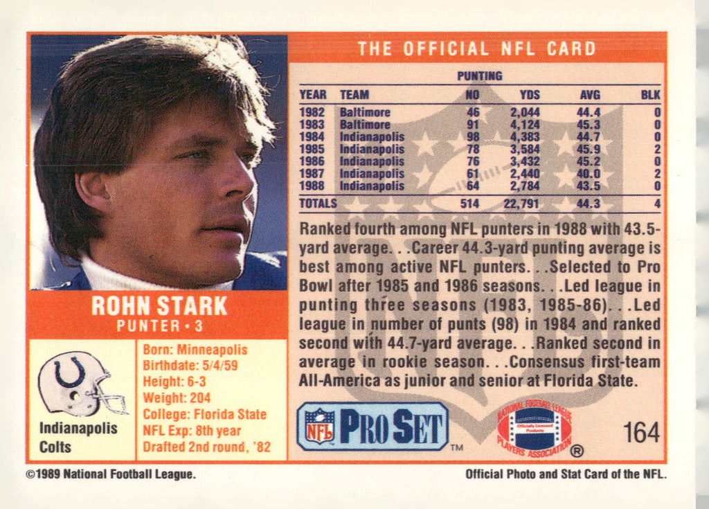 1989 Pro Set #164 Rohn Stark
