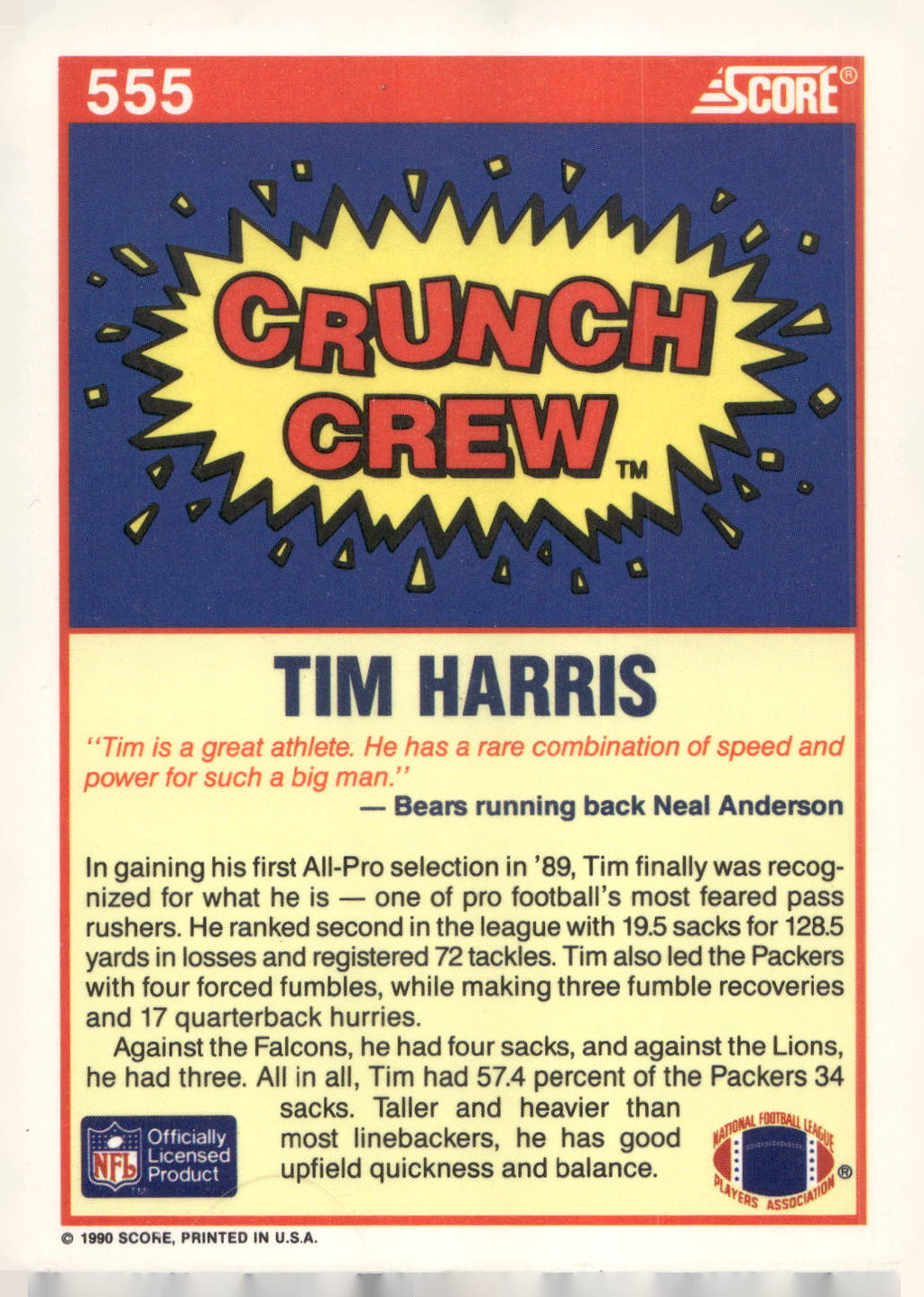 1990 Score #555 Tim Harris