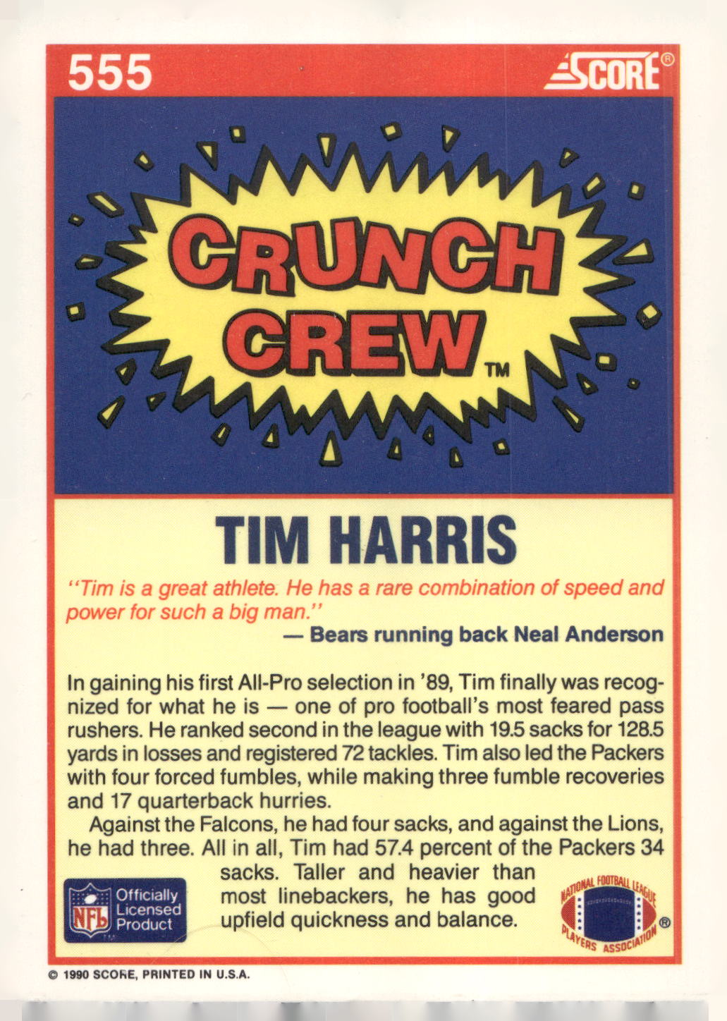 1990 Score #555 Tim Harris