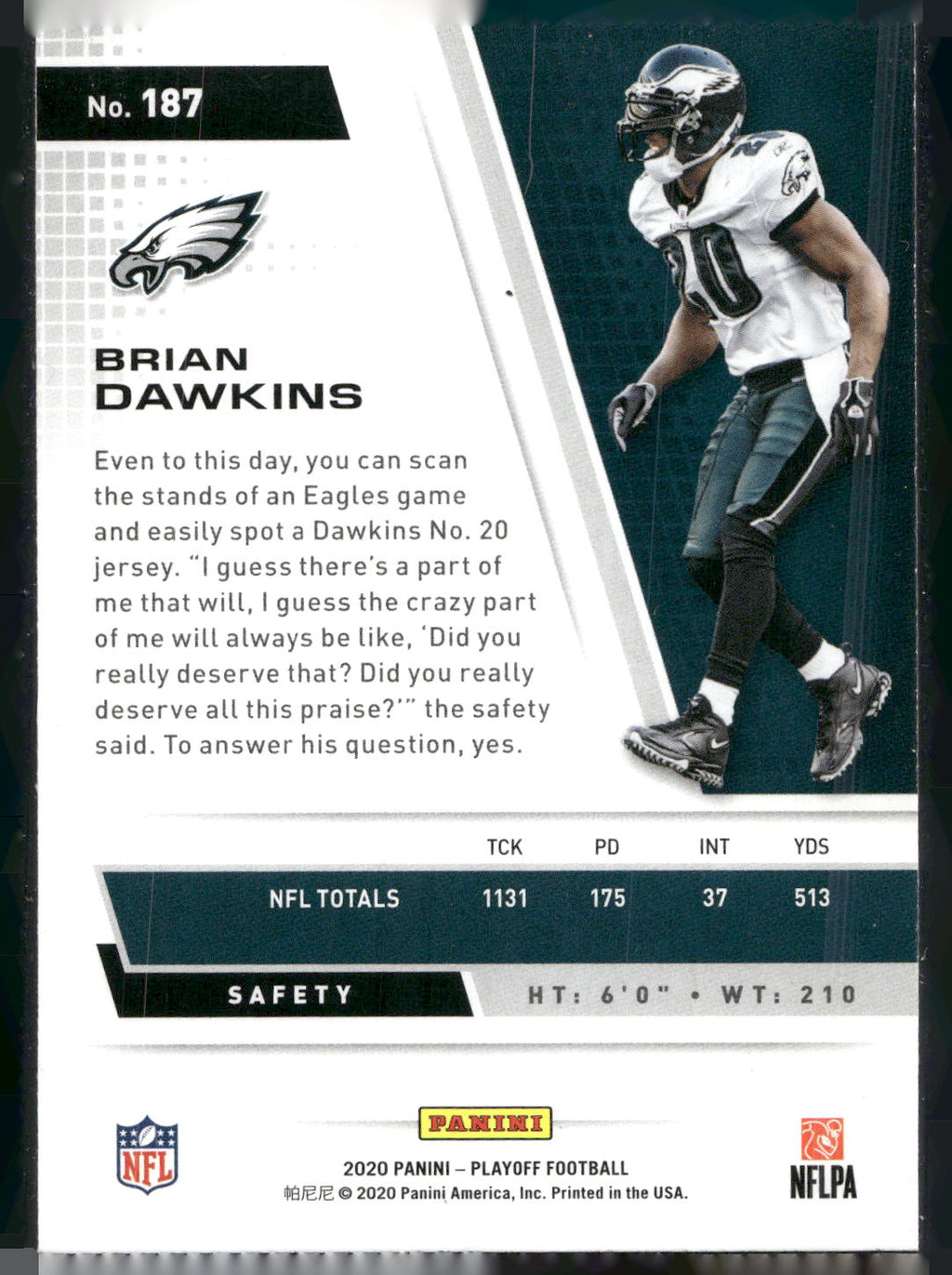 2020 Panini Playoff #187 Brian Dawkins