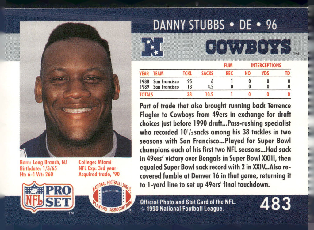 1990 Pro Set #483 Danny Stubbs