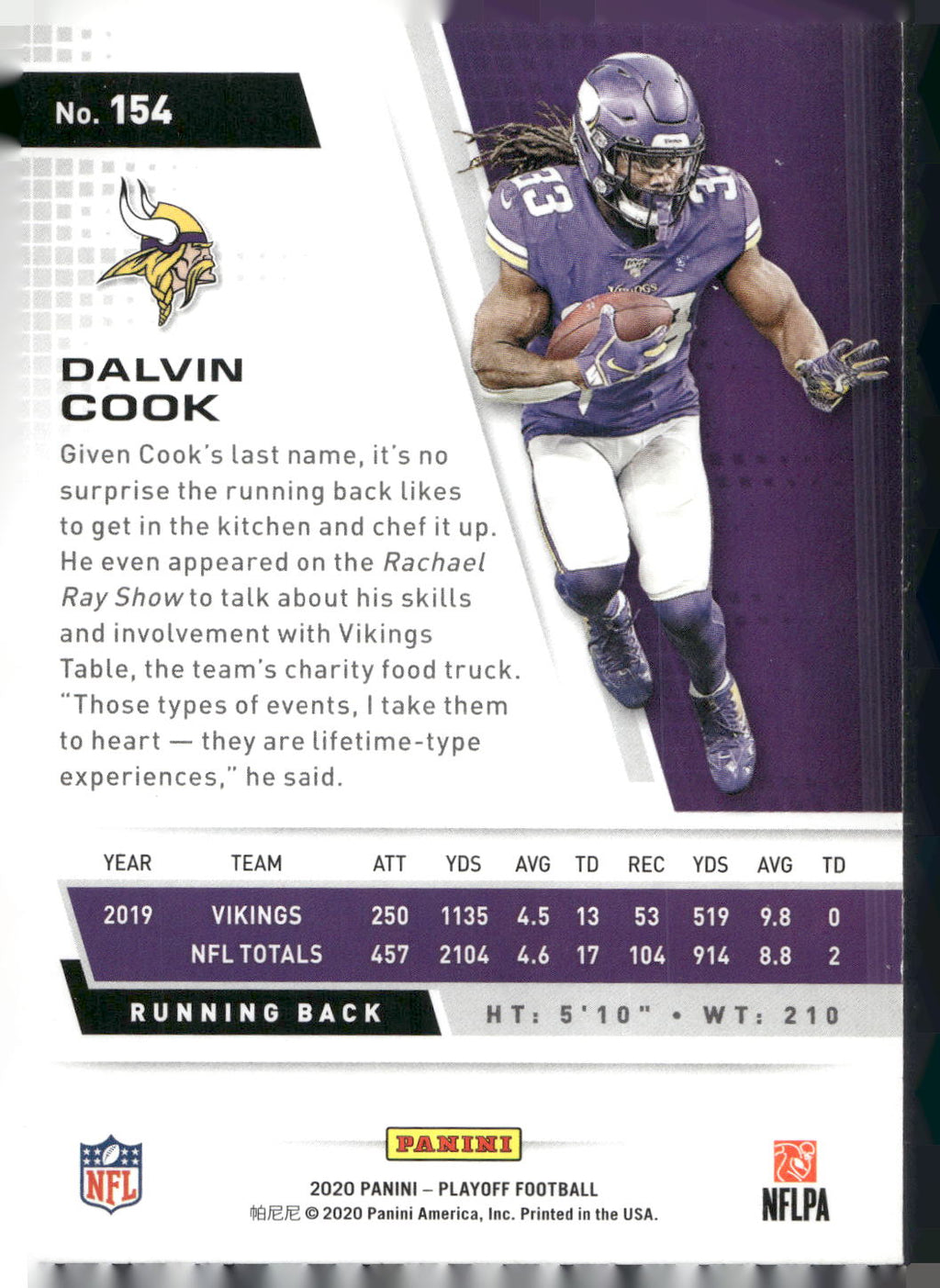 2020 Panini Playoff #154 Dalvin Cook