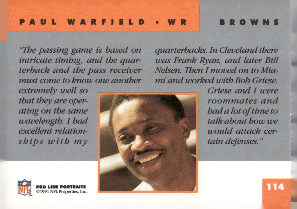 1991 Pro Line Portraits #114 Paul Warfield