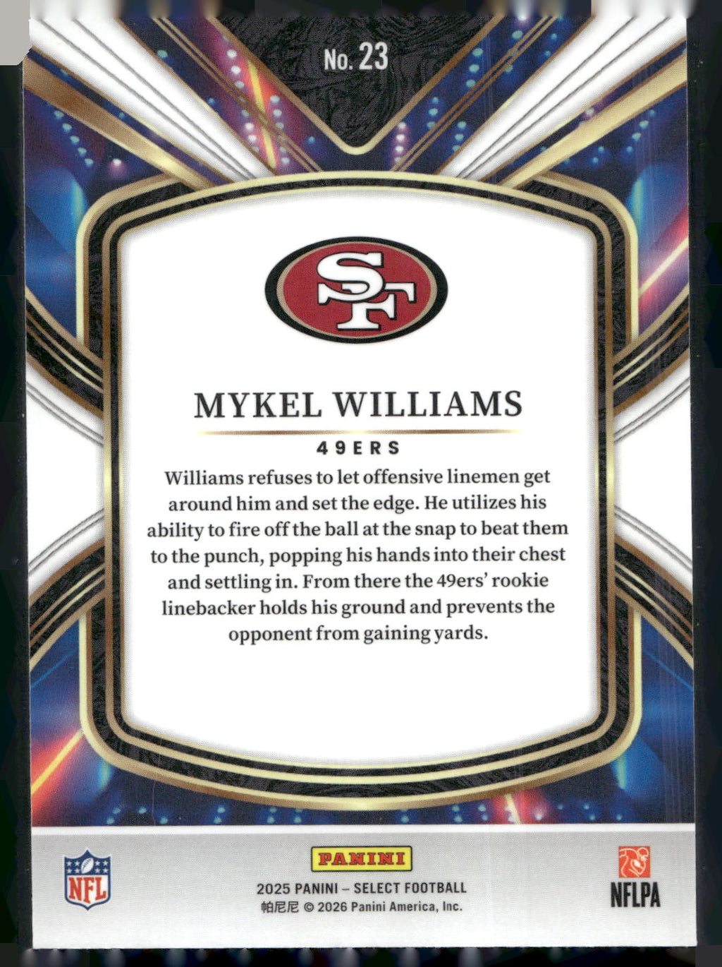 2025 Panini Select #23 Mykel Williams Select Future